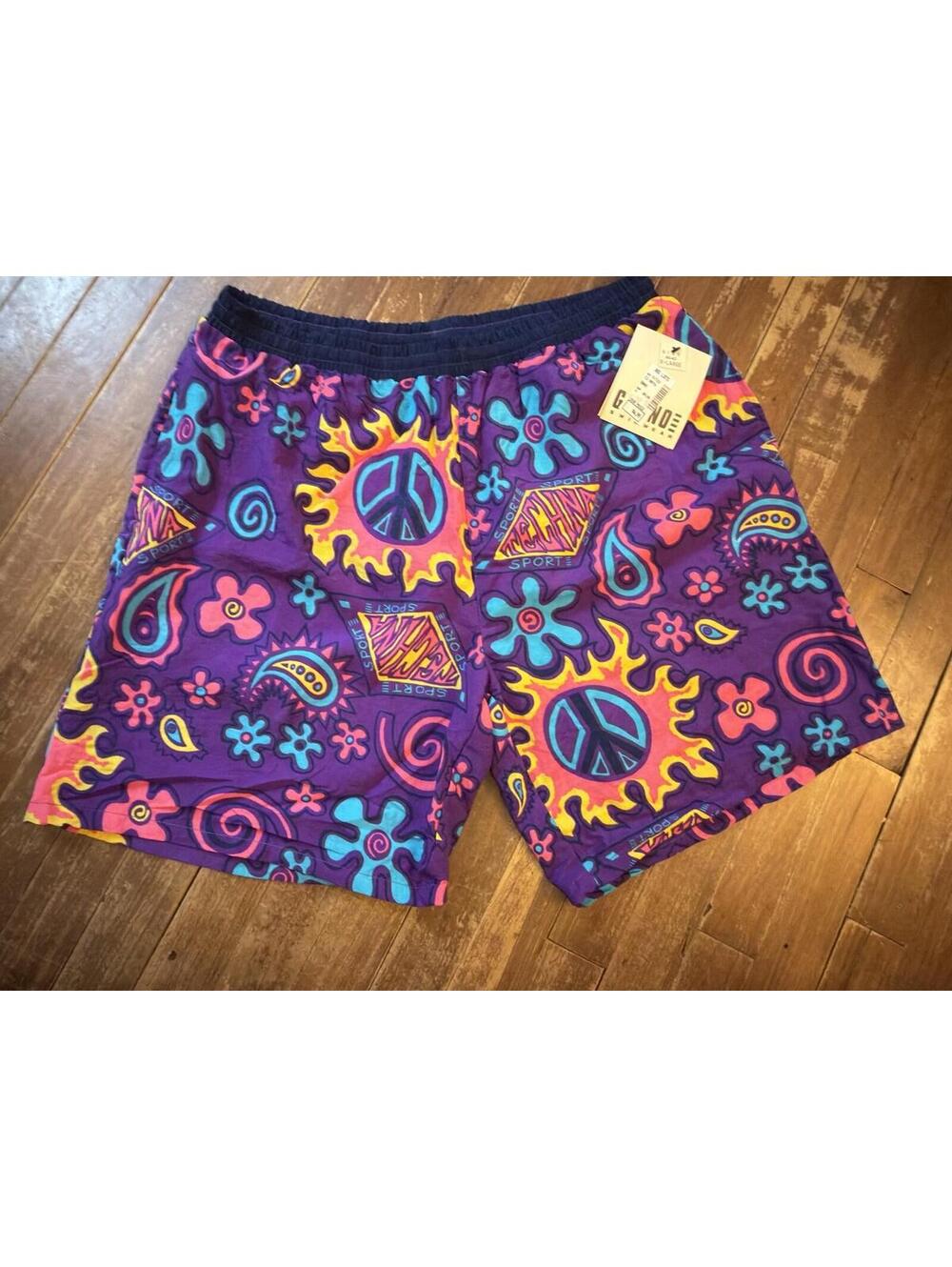 Vintage 90's Gitano Purple Pink TECHNA SPORT Swim Shorts Skater SURF Trunks XL